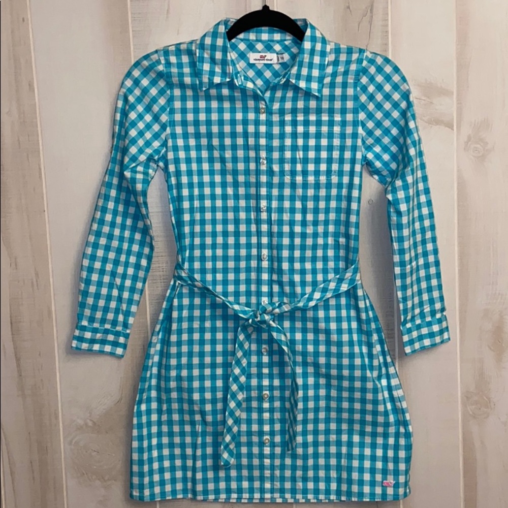 Vineyard Vines girl’s dress blue and white checker